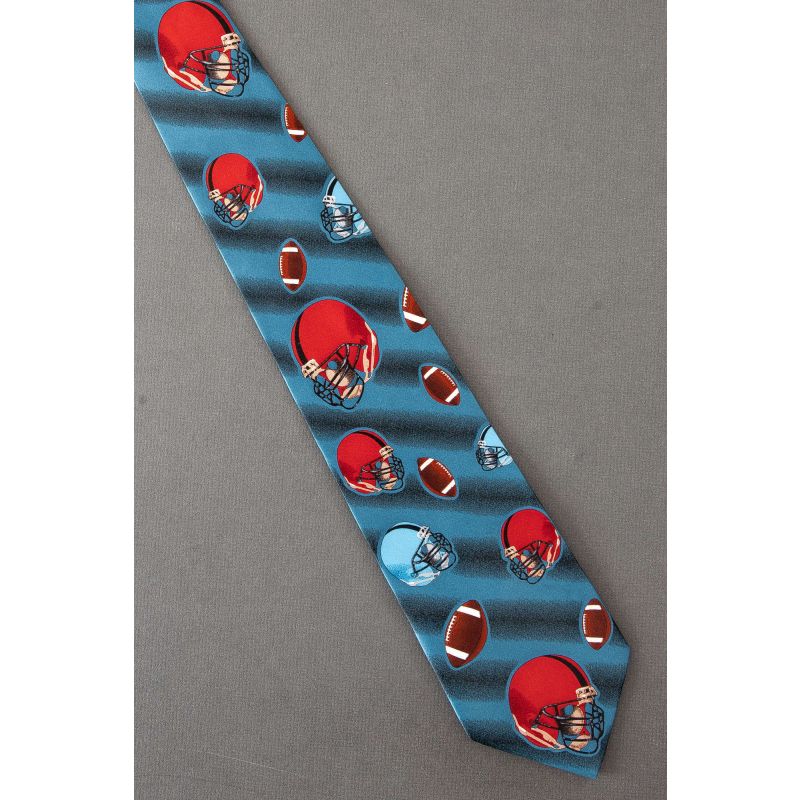 Red & Blue Helmets & Footballs - Striped Tie