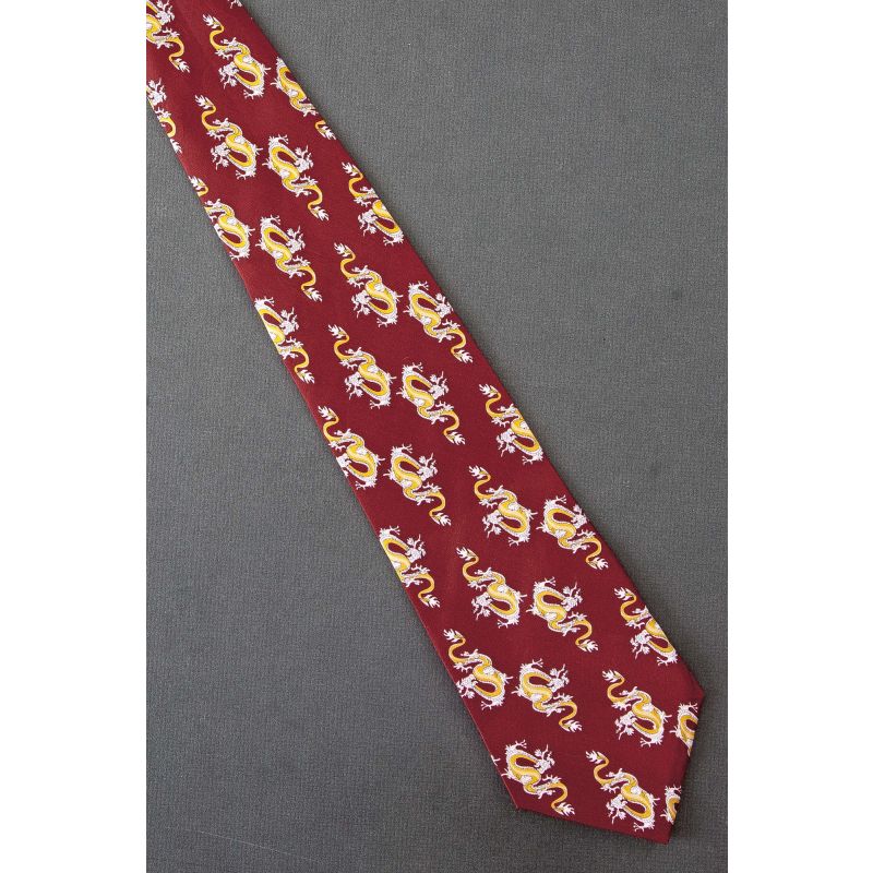 Gold Asian Dragons on a Red Silk Necktie