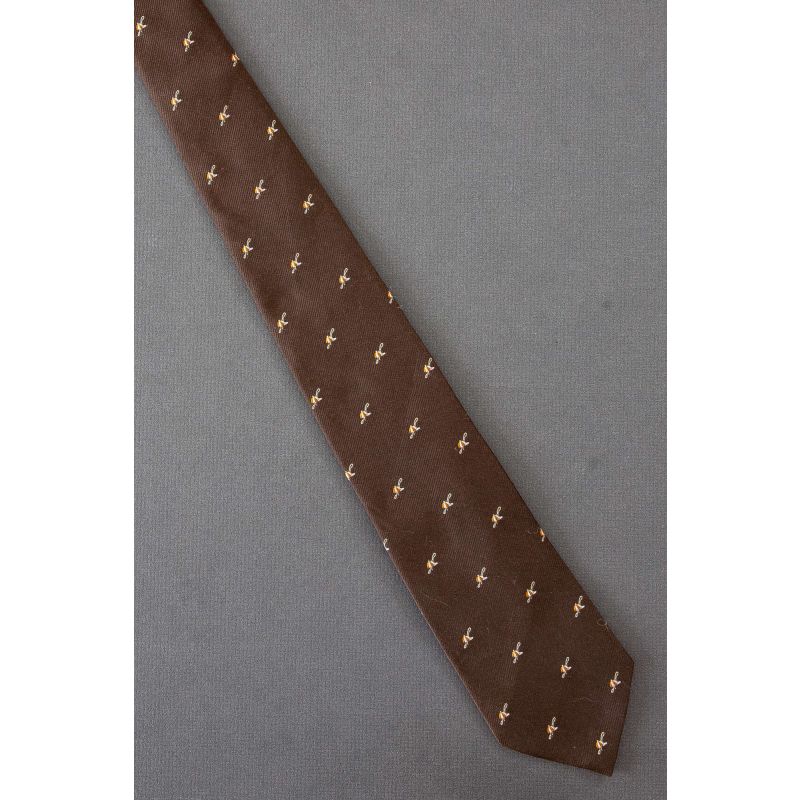 Horse Racing Cap & Whip - Slim Brown Tie