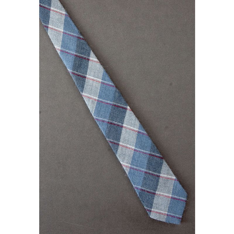 Blue Check Pattern - 1980's Slim Necktie