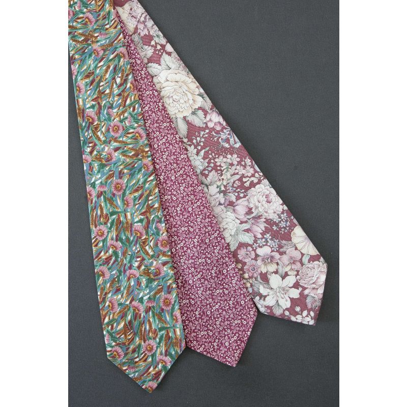 3 For $25 - Pink Flowers - Floral Cotton Neckties