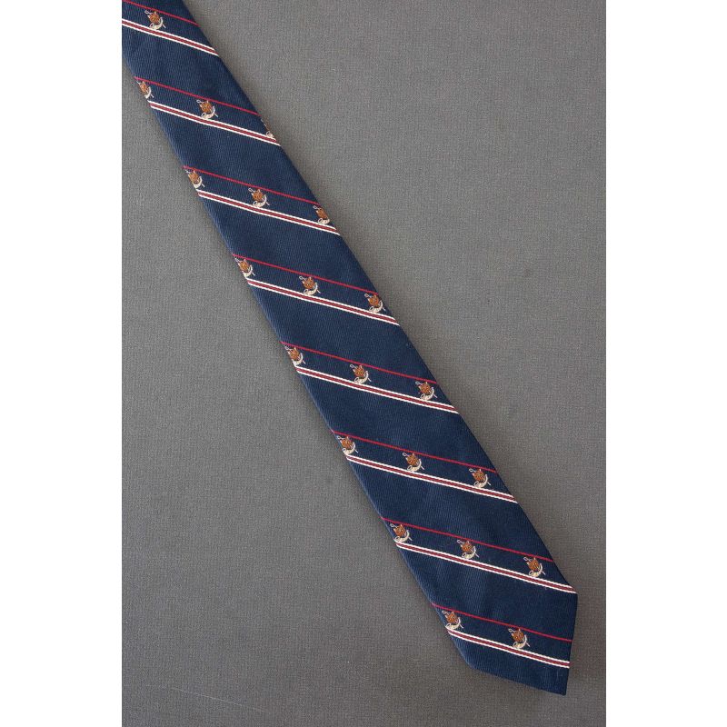 Fox & Hunting Horn - Skinny Navy Striped Tie