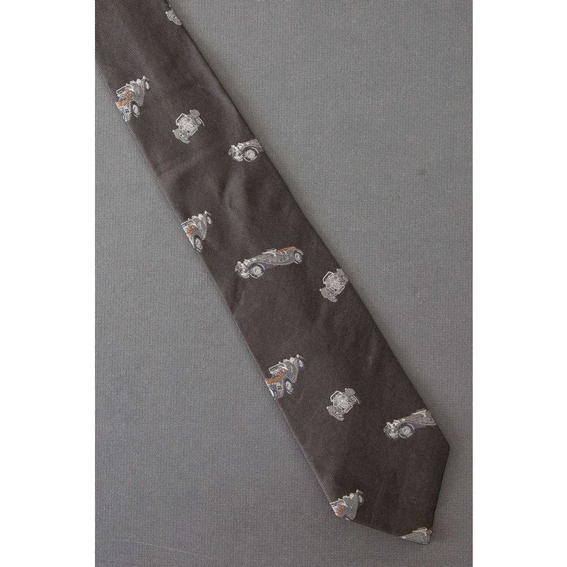 Old Fashioned Racing Cars - Brown Silk Necktie
