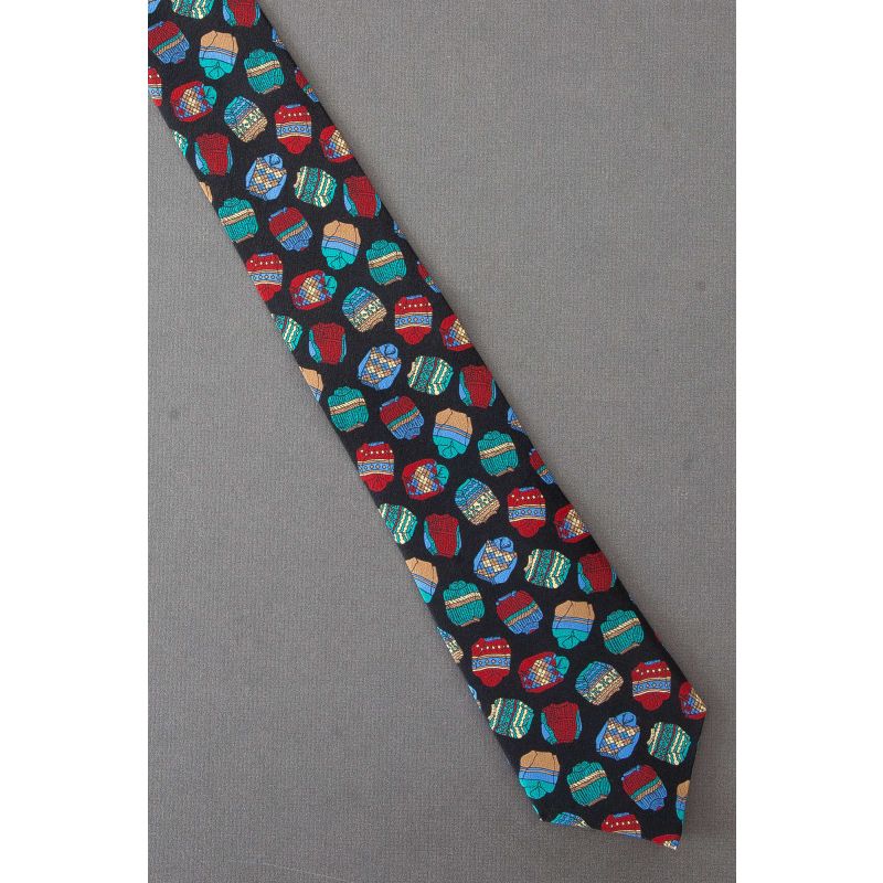 Colorful Sweaters - Men's  Black Silk Necktie