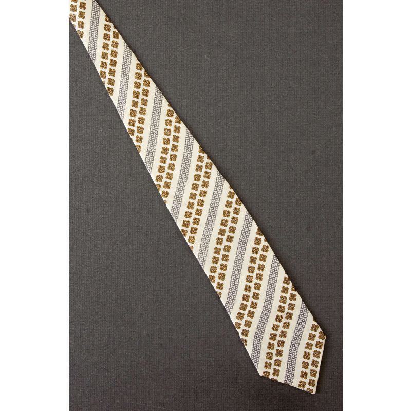 Unique Ivory Striped - 1950's Silk Vintage Tie