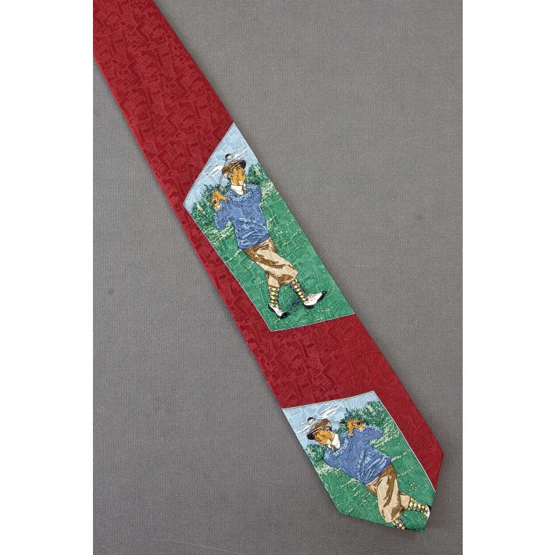 Old Fashioned Golfer's Swing - Red Silk Necktie