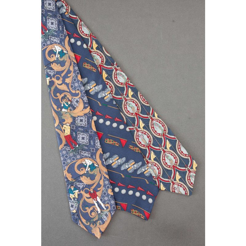 3 For $25 - Navy & Orange Golfer Neckties