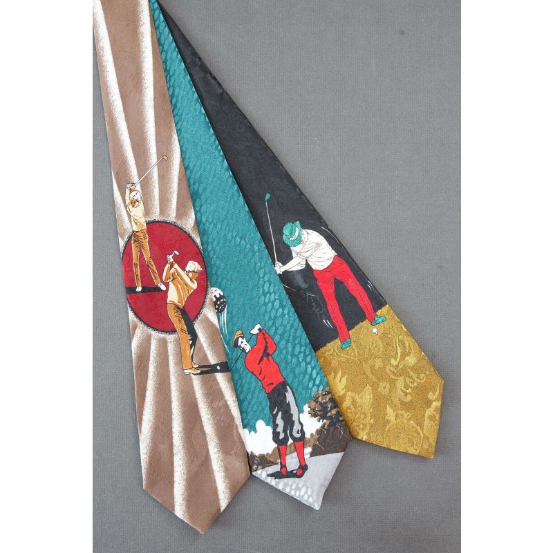 3 For $25 - Golfers Take Swings - Golf Neckties