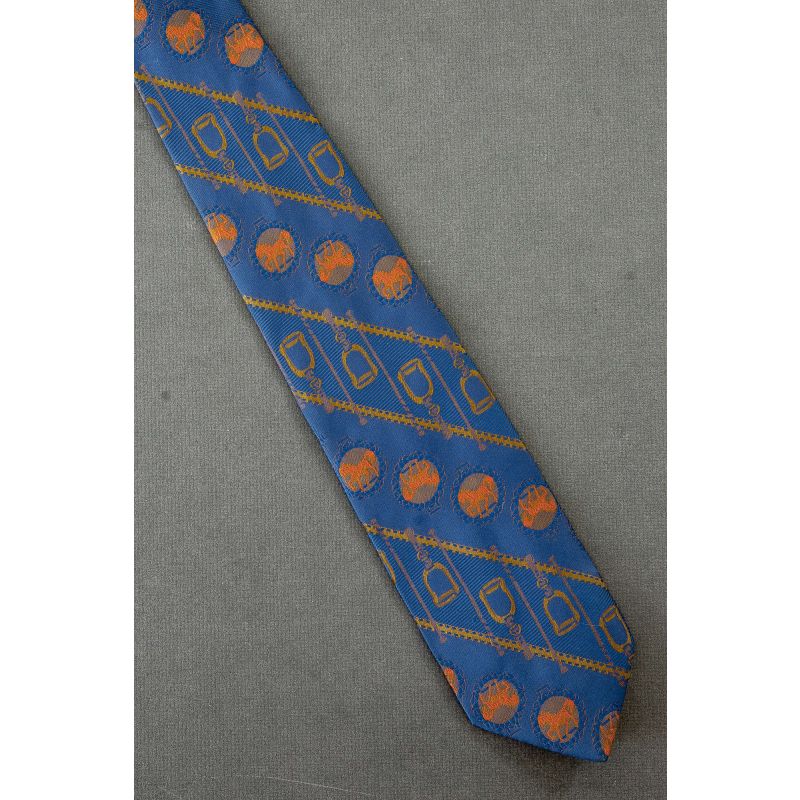 Horse & Horse Tack - 1970's Blue Necktie