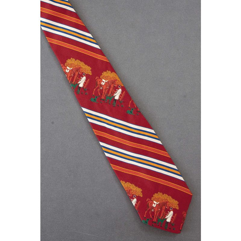 Fox Hunter With Horse & Dogs - Striped Necktie