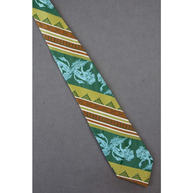Roaring Lions Inside Stripes - 1970's Necktie