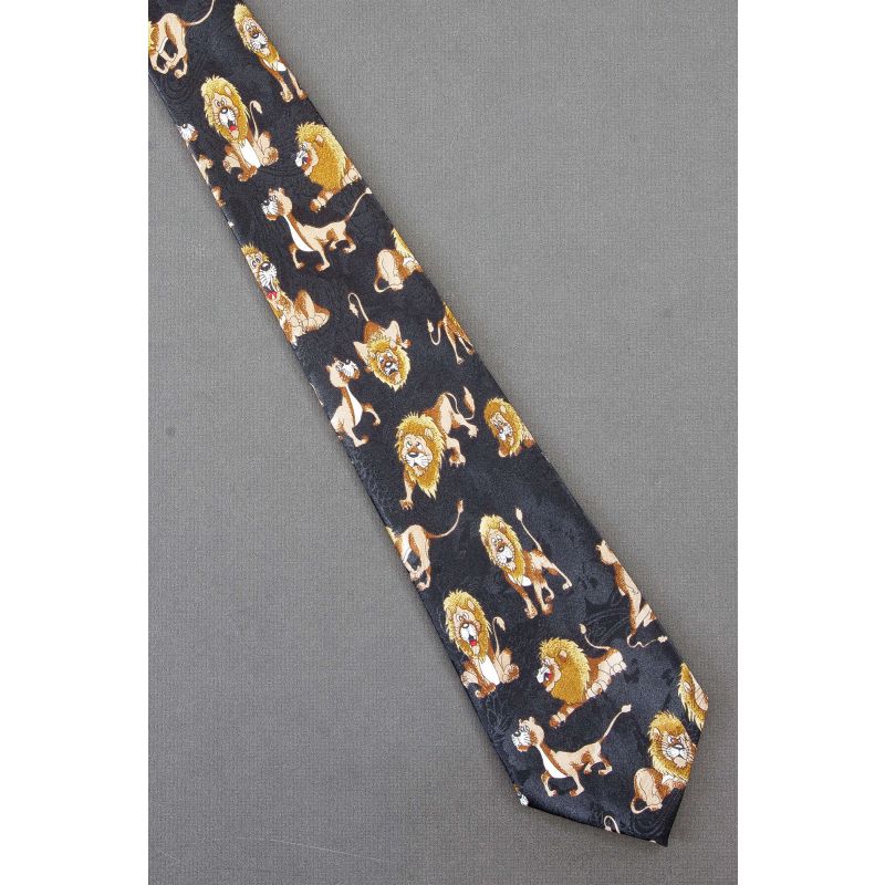 Cartoon-Like Lion & Lioness - Black Necktie