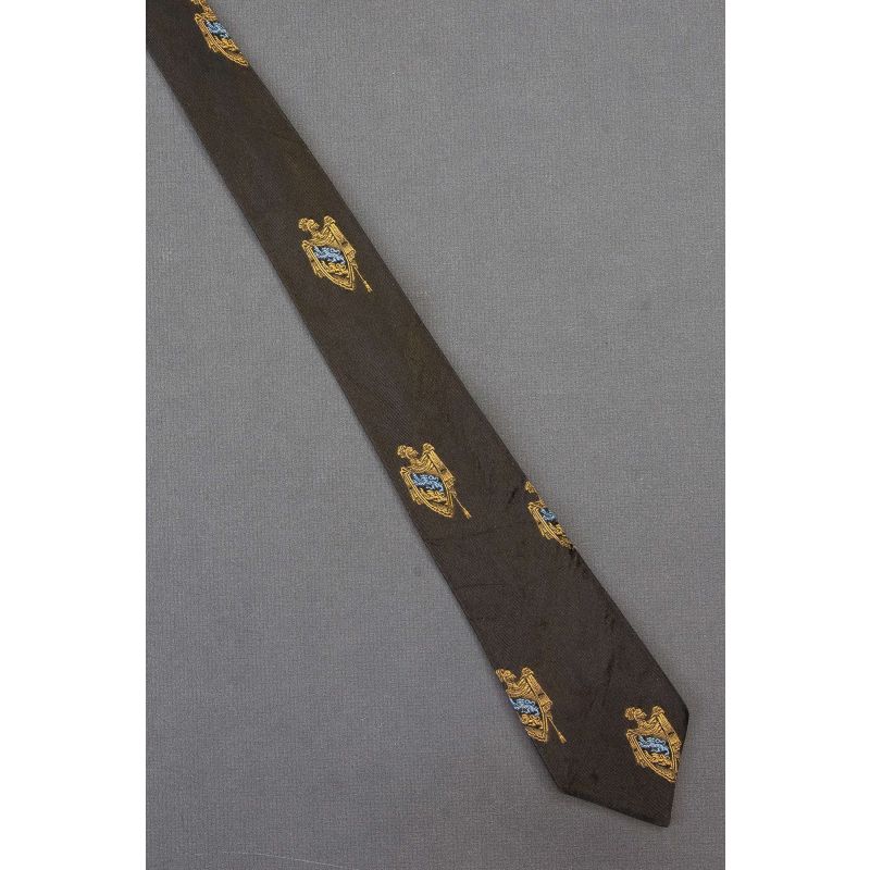 Blue Lion Inside Crest - Elaborate Skinny Necktie