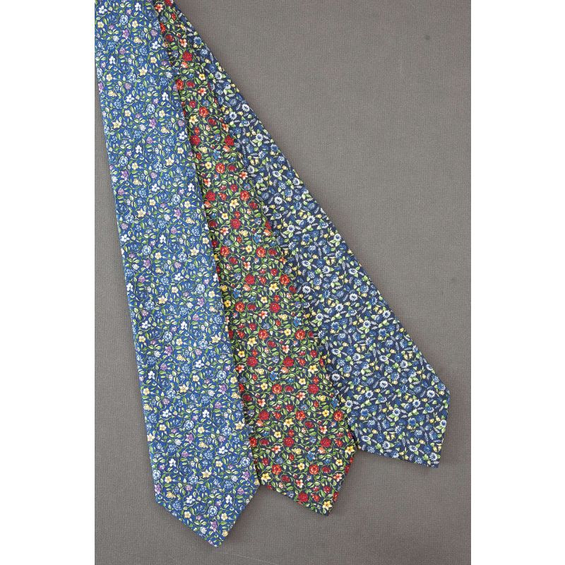 3 For $25 - Tiny Flowers On Navy & Blue Neckties