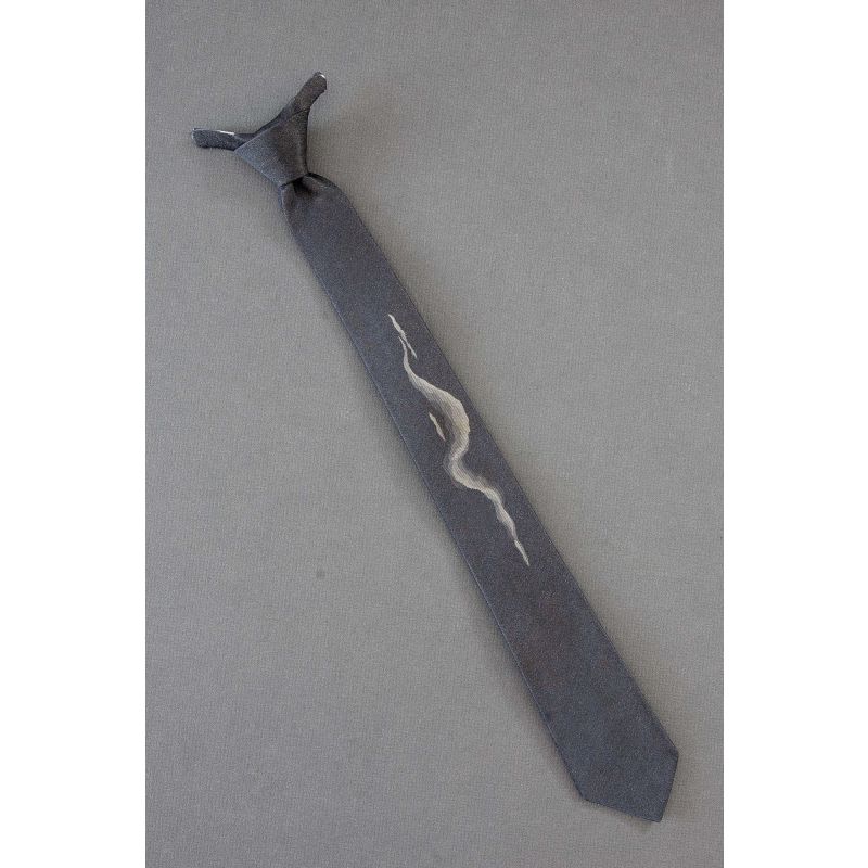 Gray Flame on a 1960's Skinny Clip-On Necktie