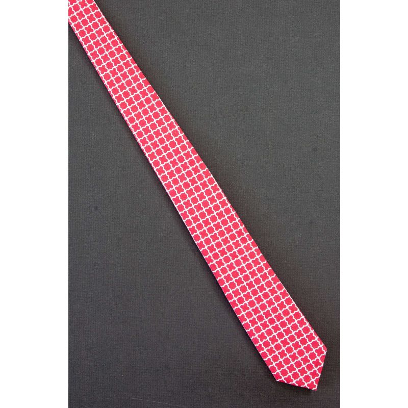 Persian Pattern - Men's Skinny Red Cotton Tie