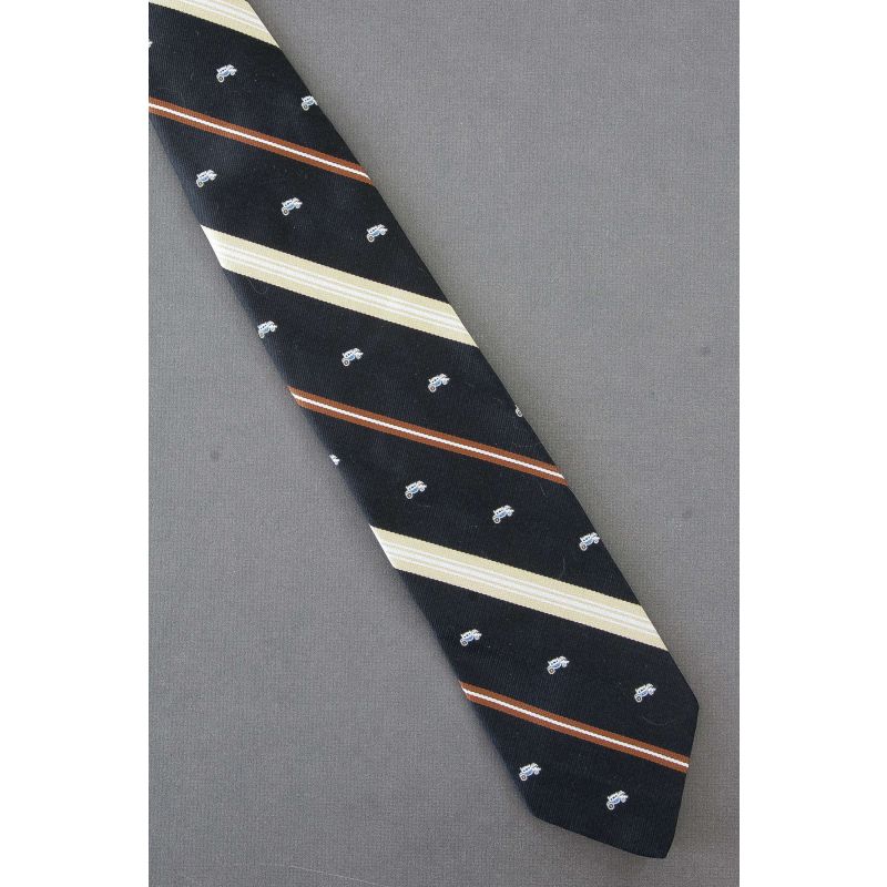 Stagecoach on a 1970's Black Striped Necktie