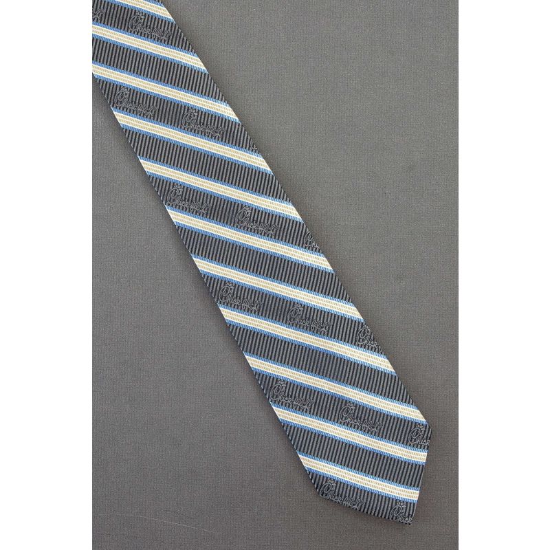 Chick-fil-A Logo on a Gray Silk Stripe Necktie