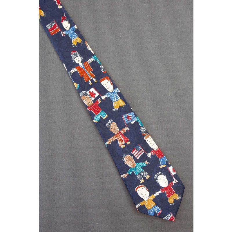 Kids From Around World Hold Hands & Flags Tie
