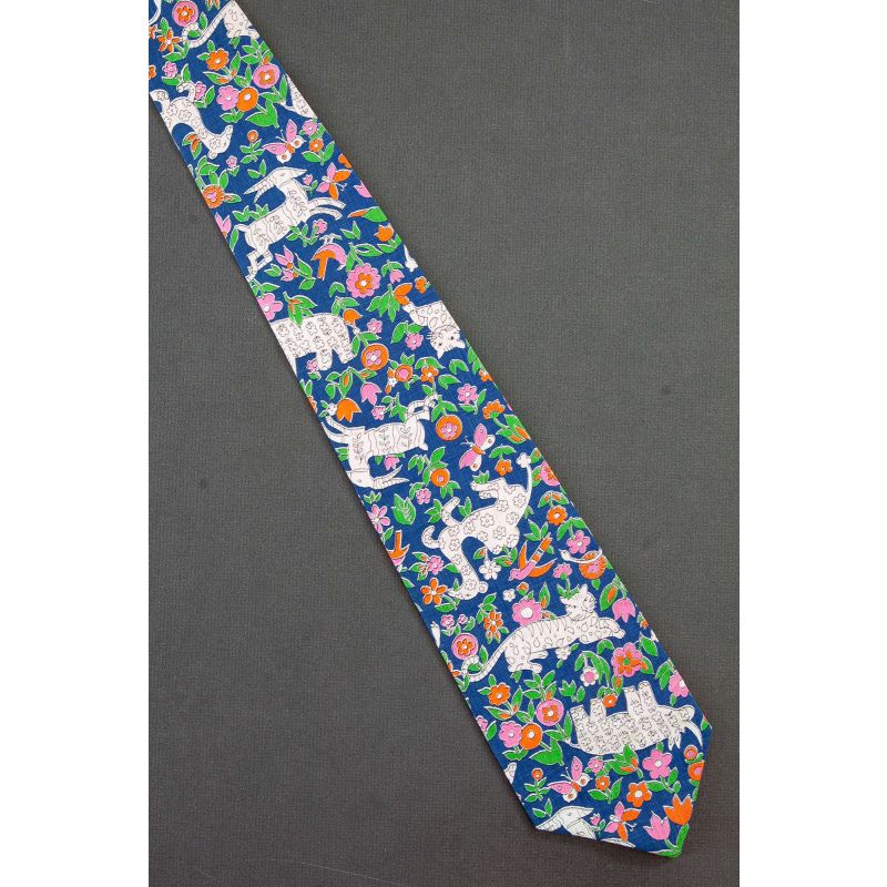 African Animals & Birds Among Flowers - Necktie