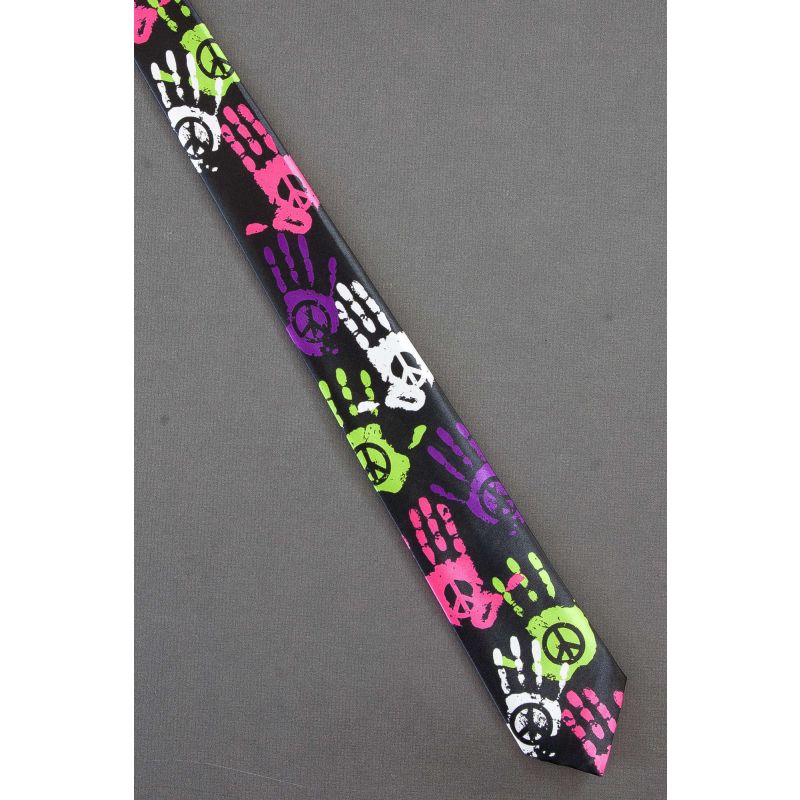 Hands Display Peace Signs - Skinny Necktie