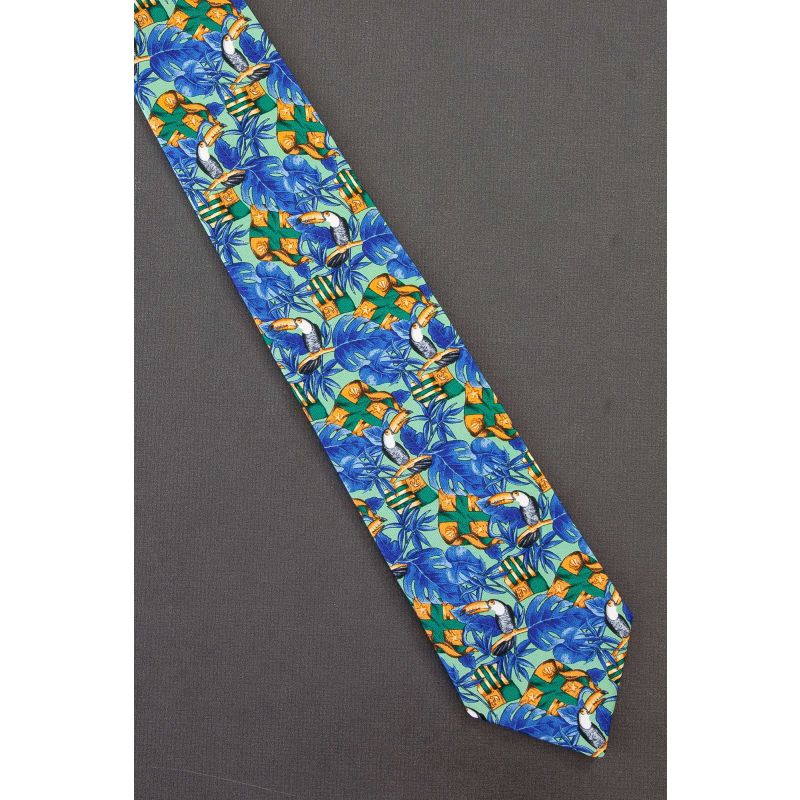 Toucan Bird & Nautical Flags - Tropical Silk Tie