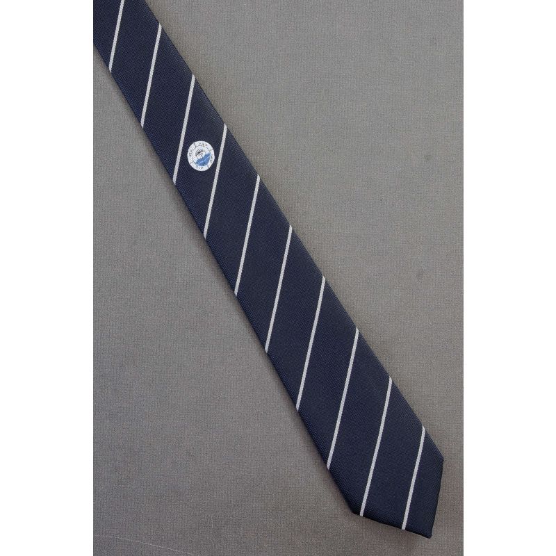 Ship Seen Thru Porthole - Narrow Navy Stripe Tie 
