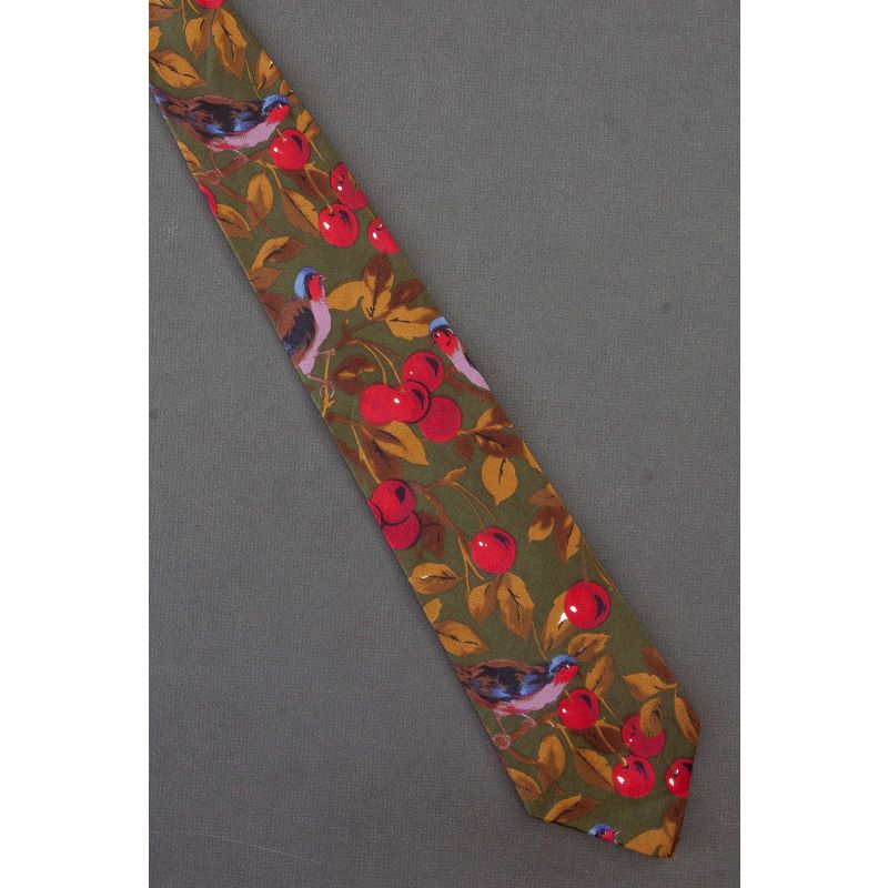 Birds Eat Red Cherries From Tree - Necktie