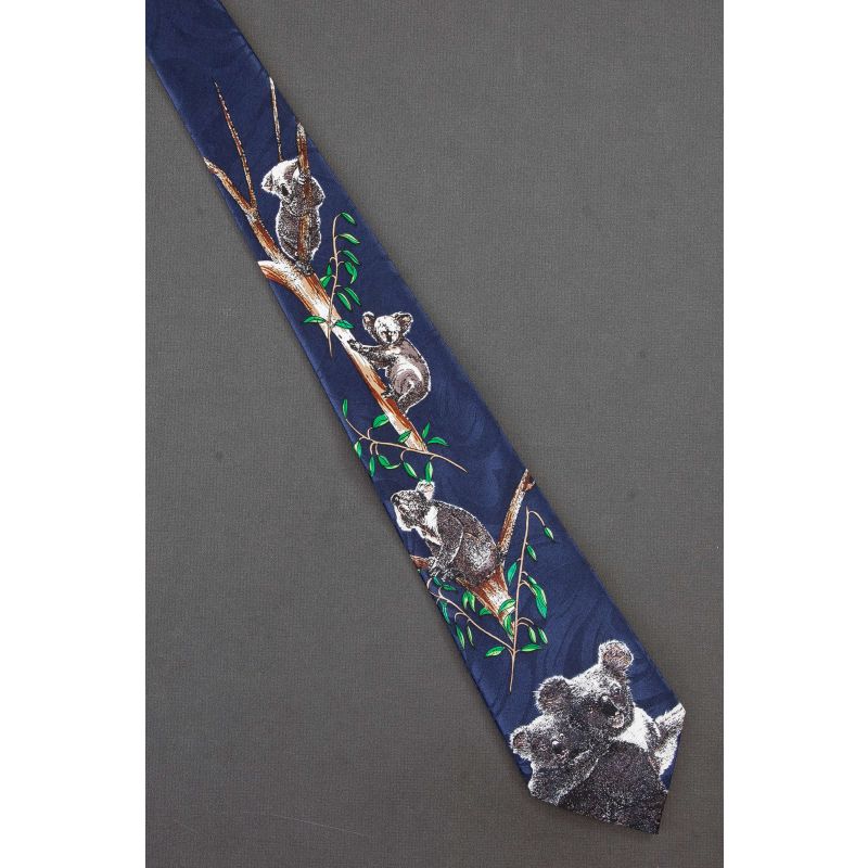 Koala Bear Family - Men's Navy Blue Necktie