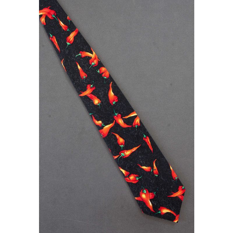Red Hot Peppers - Black Cotton Ralph Marlin Tie
