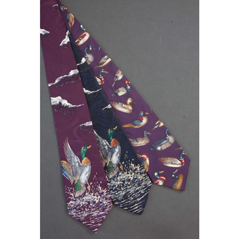 3 For $25 - Purple & Navy Duck Themed Neckties