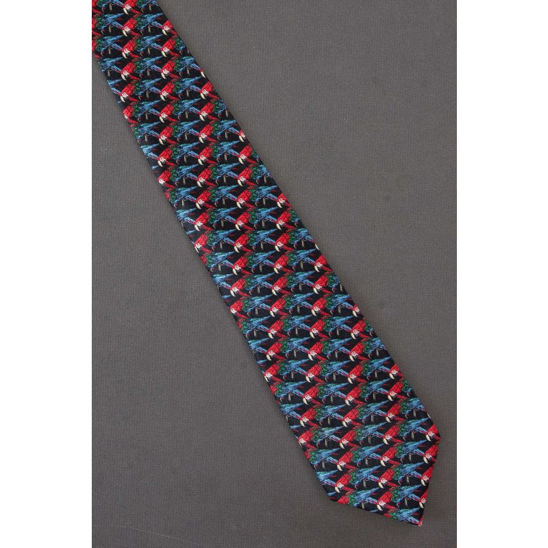 Parakeet Repeat - Black Silk Puritan Necktie