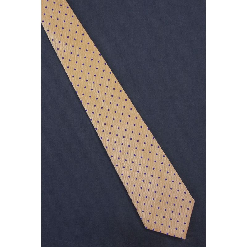 Purple & Pastel Yellow Polka Dot - Silk Necktie