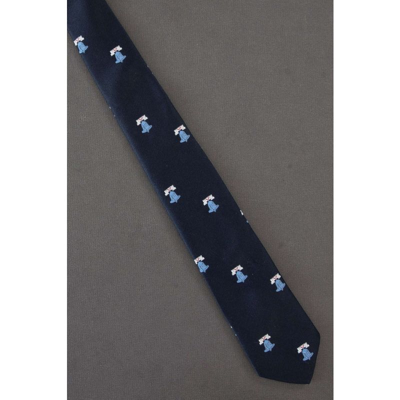 Liberty Bell - 1980's Skinny Navy Blue Necktie