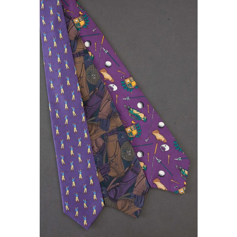 3 For $25 - Purple Silk Golfers & Golfing Ties
