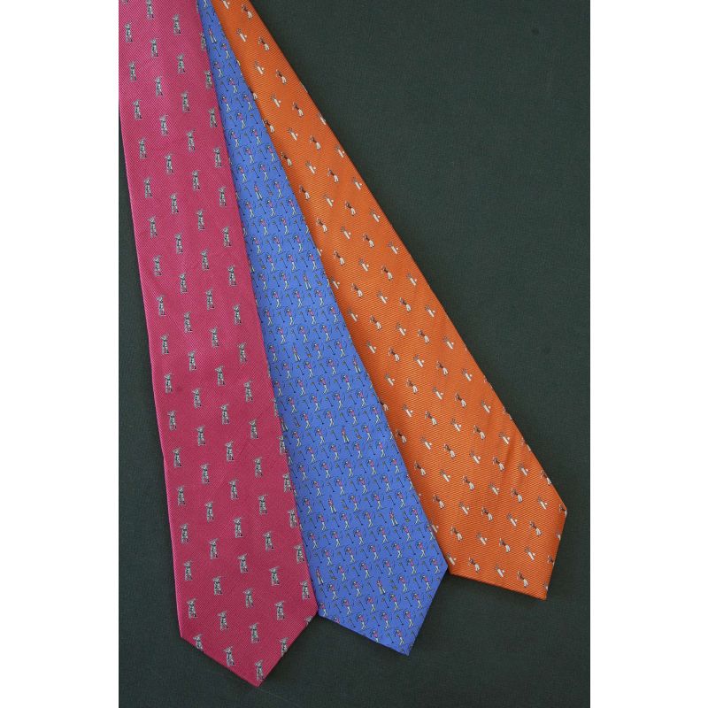 3 For $25 - Pink, Purple & Orange Silk Golfer Ties