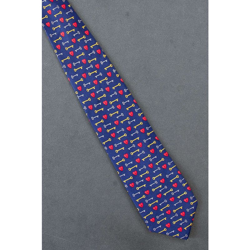 Key To My Heart - Navy Silk Alynn Neckwear