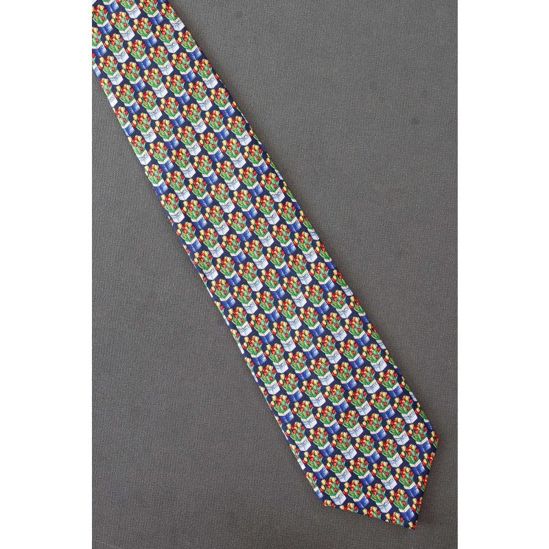 Red & Yellow Tulips in Blue Containers - Necktie