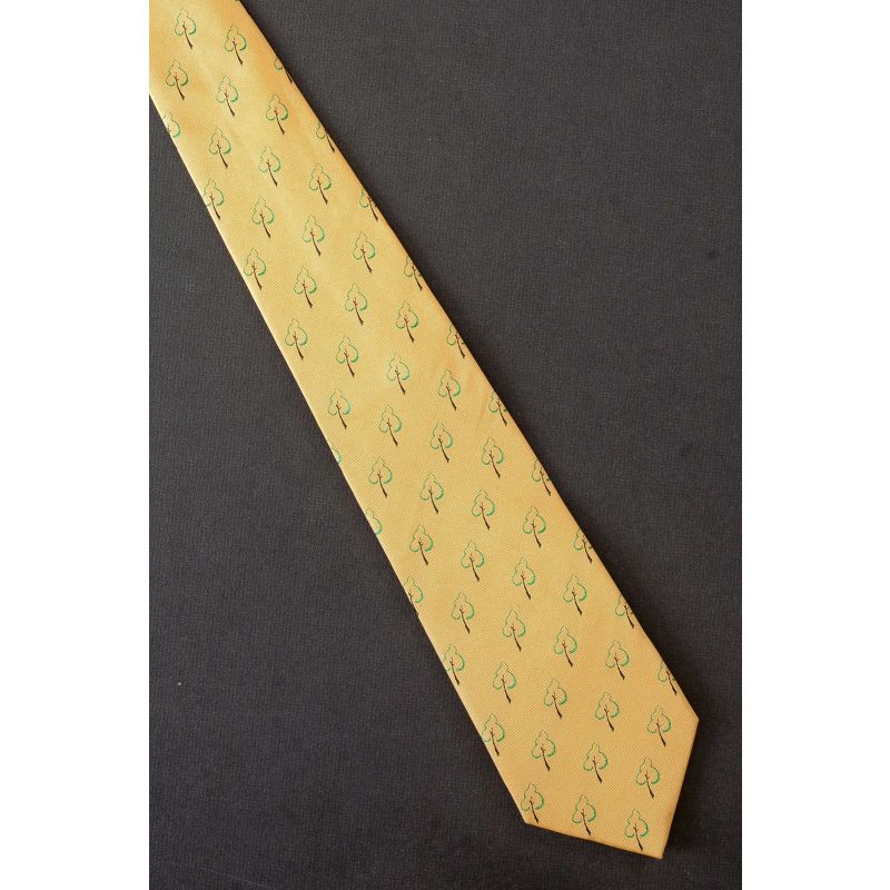 Stylized Green Trees - Yellow Silk Necktie