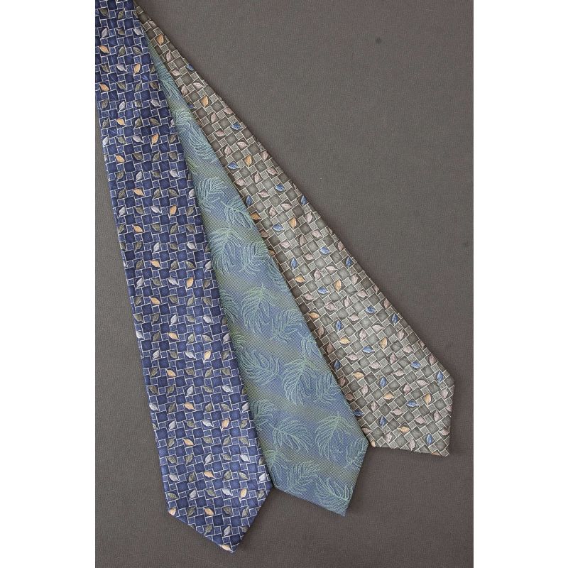3 For $25 - Blue & Green Leaf Patterned Neckties