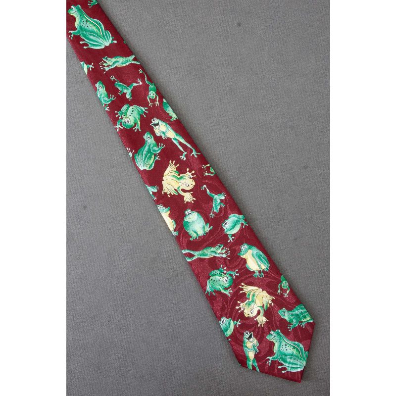 Happy Green & Yellow Frogs - Red Necktie
