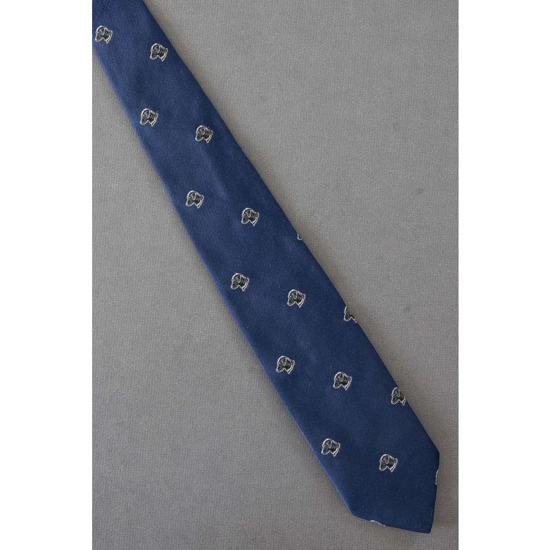 Black Labrador Dogs - Slim Navy Blue Necktie
