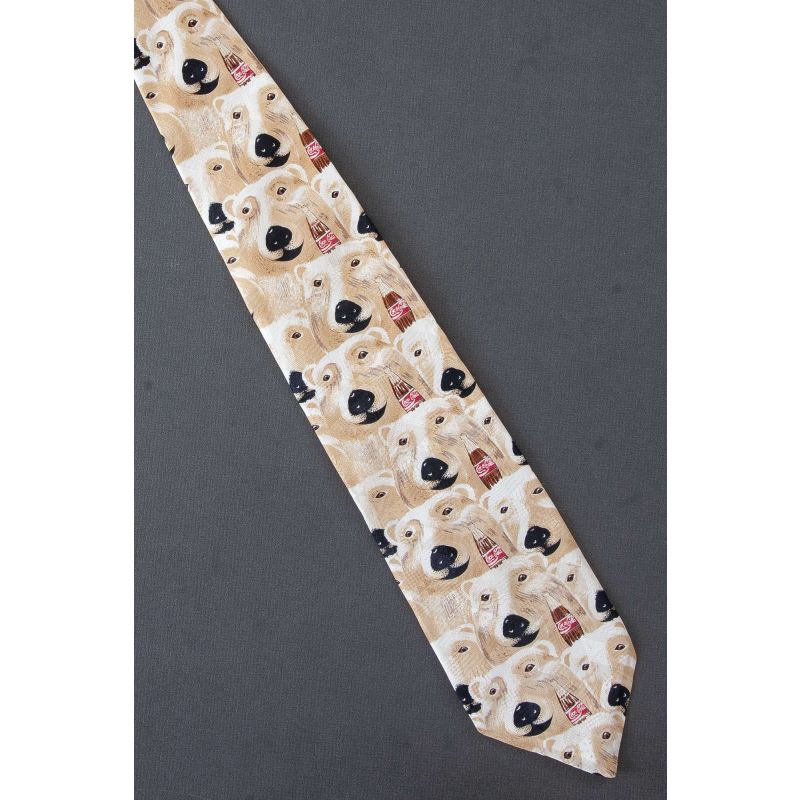 Coca Cola Bear Holding A Bottle - Silk Necktie