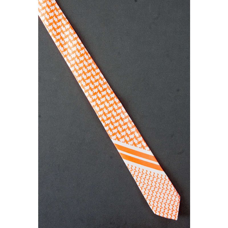 Two Designs Separated by Stripes - Skinny Tie