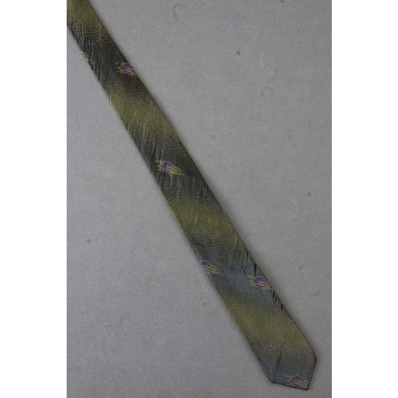 Purple Invades This 80's Skinny Green Stripe Tie