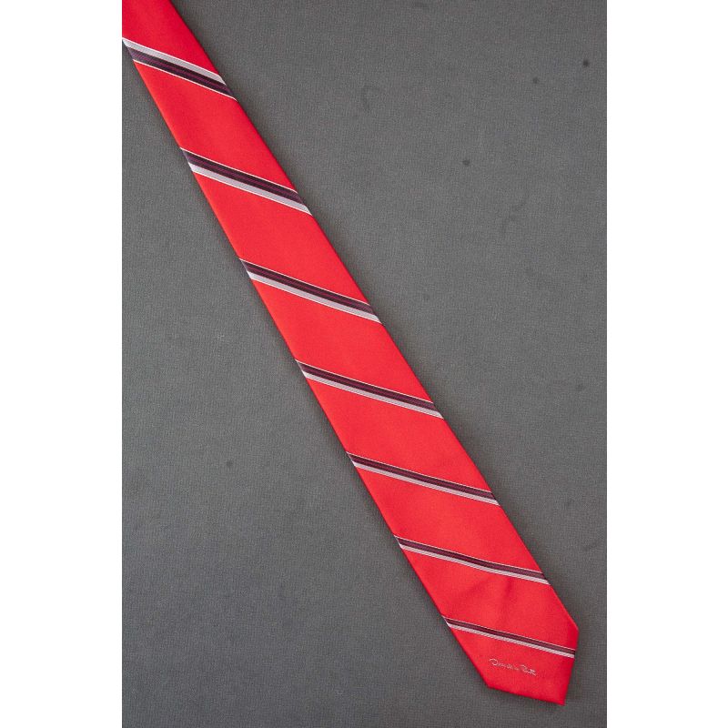Expanding Stripes - 80's Oscar de la Renta Logo Tie