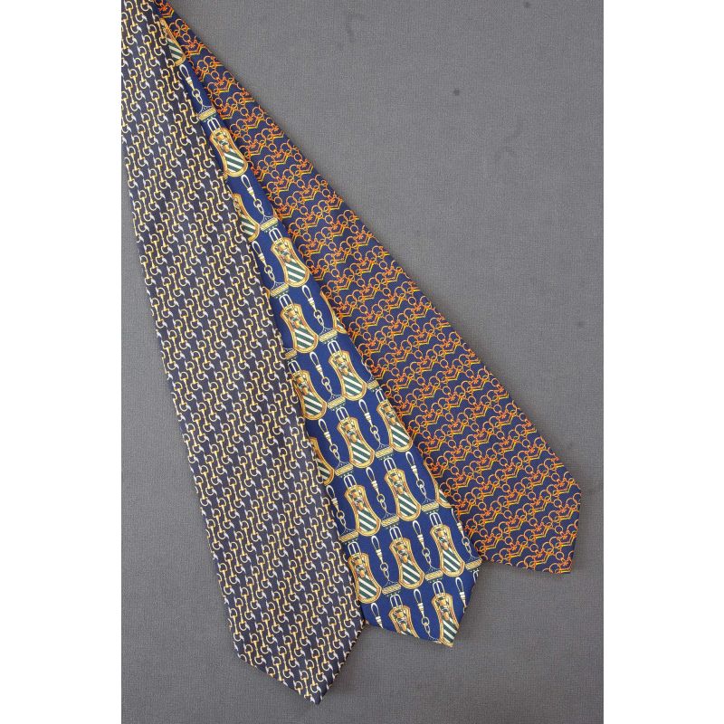 3 For $25 - Navy Blue Chain Themed Neckties