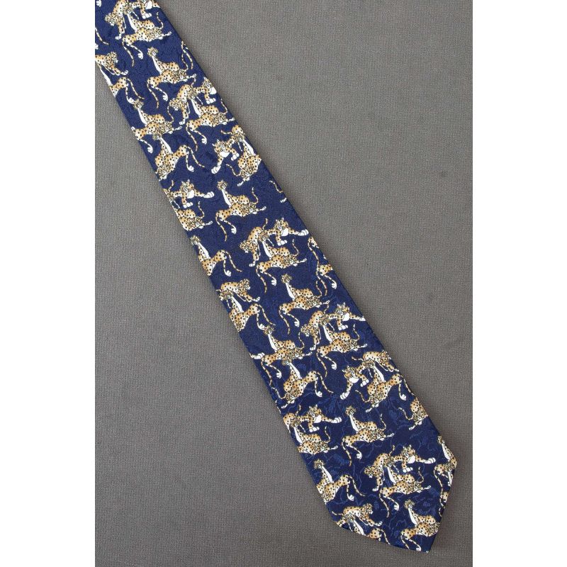 A Coalition of Cheetahs - Navy Blue Cat Necktie