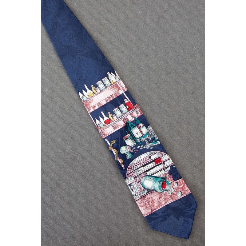 Old Fashioned Pharmacist - Navy Blue Silk Necktie