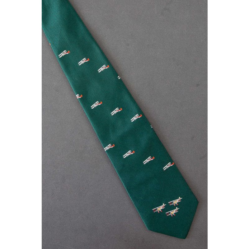 Vintage Biplanes - Green 1960's 1970's Kipper Tie